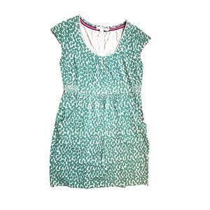 Boden Summer Dress 8P Green White Geometric Print Petite w Pockets